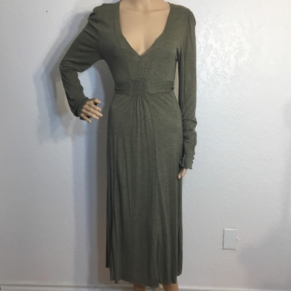 Park Vogel Olive Green V Neck Midi